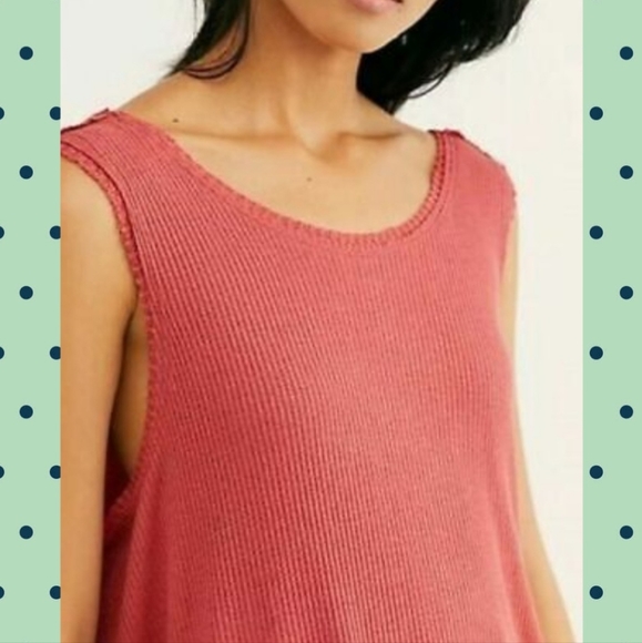 We The Free | Free People Flor De Mayo Tank Top Red Orange Scoop Neck Size S/M - Picture 5 of 9